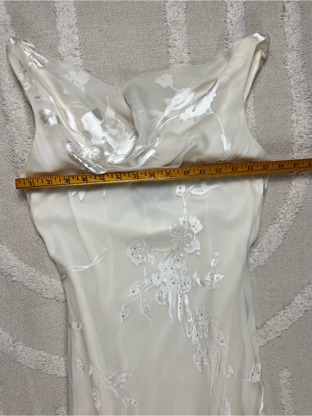 Vintage Beaded Draped Cream Silk Blend Dress – Fairy Dress – Size 4 - Picture 11 of 16